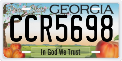 GA license plate CCR5698