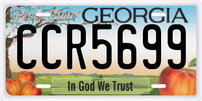 GA license plate CCR5699