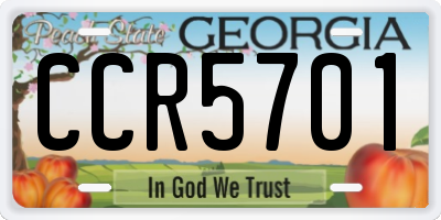 GA license plate CCR5701