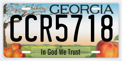 GA license plate CCR5718