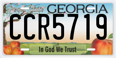 GA license plate CCR5719