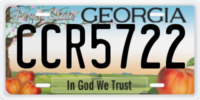 GA license plate CCR5722