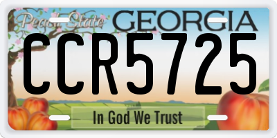 GA license plate CCR5725