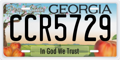 GA license plate CCR5729