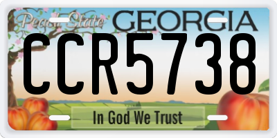 GA license plate CCR5738
