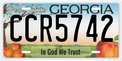 GA license plate CCR5742
