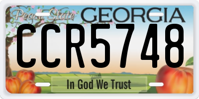 GA license plate CCR5748
