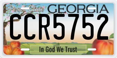 GA license plate CCR5752
