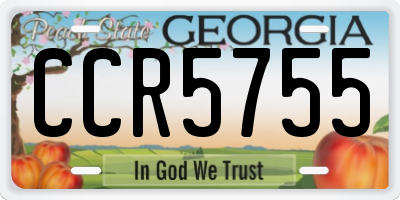 GA license plate CCR5755