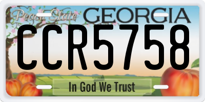 GA license plate CCR5758