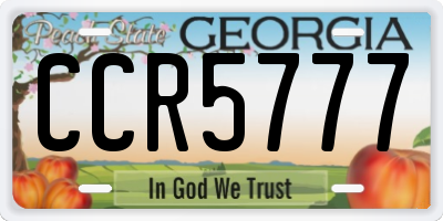 GA license plate CCR5777