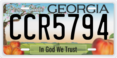 GA license plate CCR5794