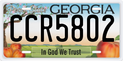 GA license plate CCR5802