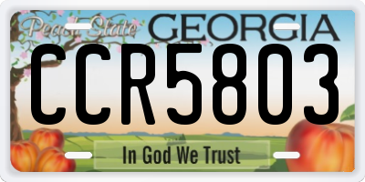 GA license plate CCR5803