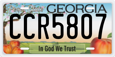 GA license plate CCR5807