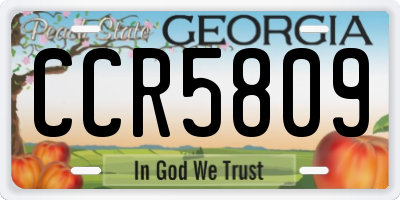 GA license plate CCR5809