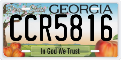 GA license plate CCR5816