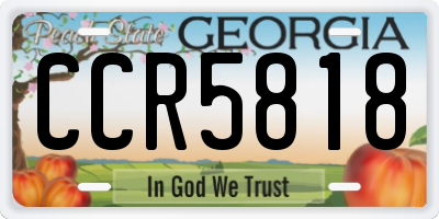 GA license plate CCR5818