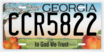 GA license plate CCR5822