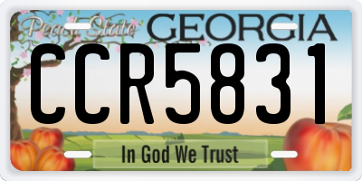 GA license plate CCR5831