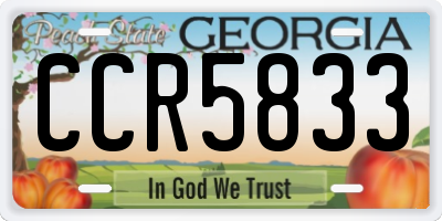 GA license plate CCR5833
