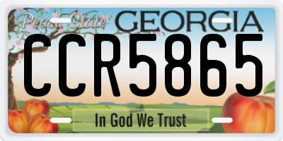 GA license plate CCR5865