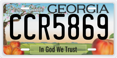 GA license plate CCR5869