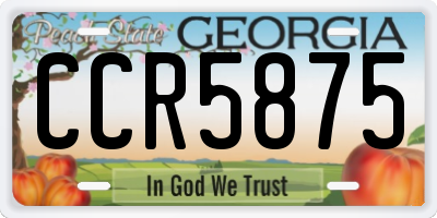 GA license plate CCR5875
