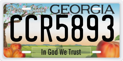 GA license plate CCR5893