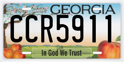 GA license plate CCR5911