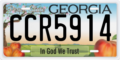 GA license plate CCR5914
