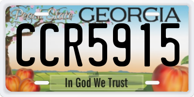 GA license plate CCR5915