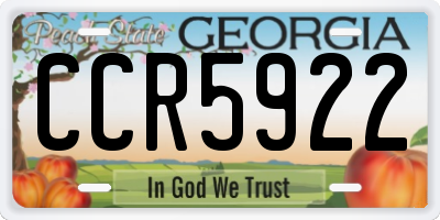 GA license plate CCR5922