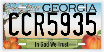 GA license plate CCR5935