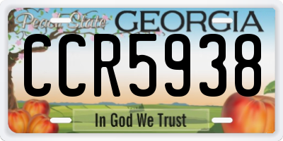 GA license plate CCR5938