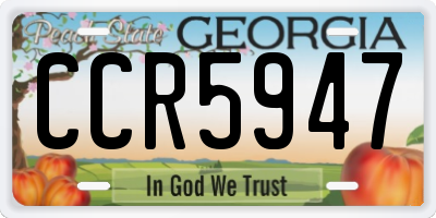 GA license plate CCR5947