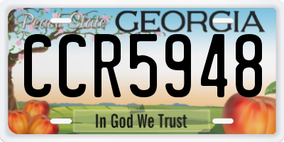 GA license plate CCR5948