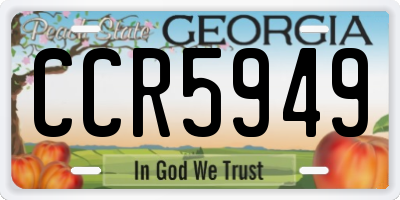 GA license plate CCR5949
