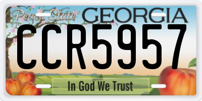 GA license plate CCR5957