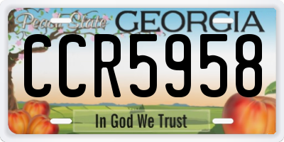 GA license plate CCR5958