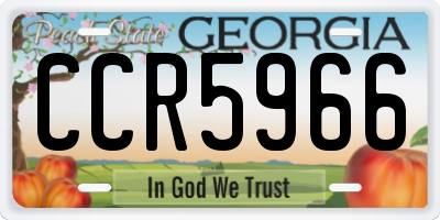 GA license plate CCR5966