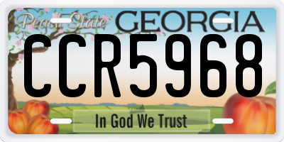 GA license plate CCR5968