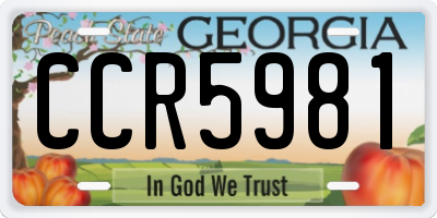 GA license plate CCR5981