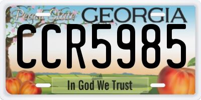 GA license plate CCR5985