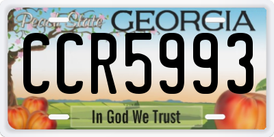 GA license plate CCR5993