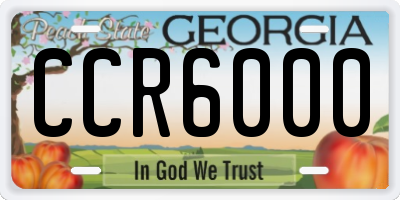 GA license plate CCR6000