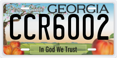 GA license plate CCR6002