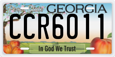 GA license plate CCR6011