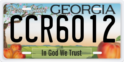 GA license plate CCR6012