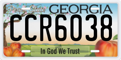 GA license plate CCR6038